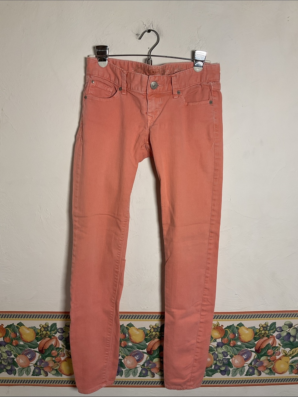 Express Zelda Jean Legging Ultra Low Rise Jeggings, Size 2, Coral Peach
